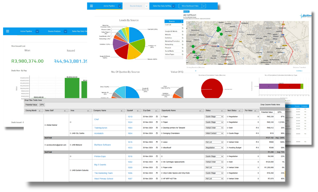 screenshot of BluWave CRM
